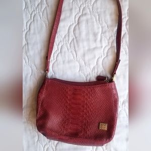 Vibrant Red Liz Claiborne Fauz Snakeskin Purse